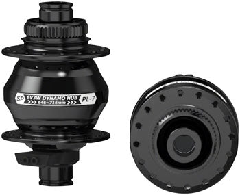 SP 7 Series Dynamo Front Hub - PL-7, 6V 3W, 12 x 100mm, Centerlock, 32H, Black