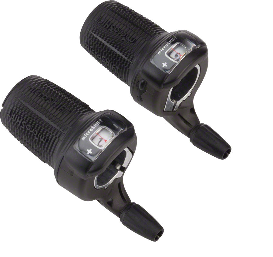 microSHIFT DS85 Twist Shifter Set, Triple, Optical Gear Indicator, Shimano Compatible