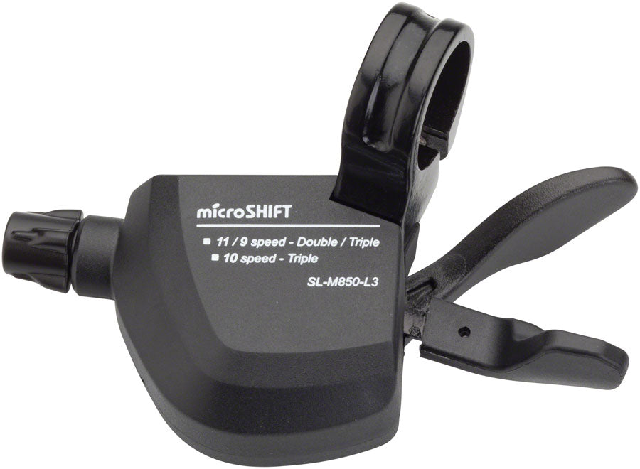 microSHIFT MarvoLT Left Trigger Shifter, Triple, Steel Lever, Optical Gear Indicator