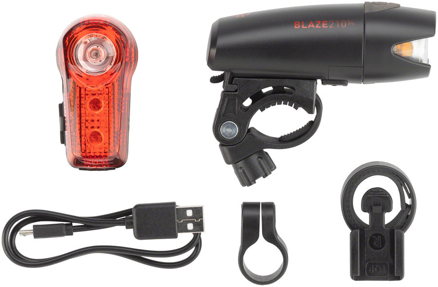 Planet Bike Blaze 210 SL USB Rechargeable Headlight and Superflash USB Rechargeable Taillight Set