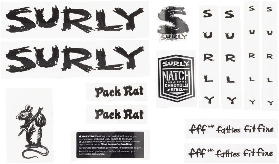 Surly Pack Rat Frame Decal Set - with Rat