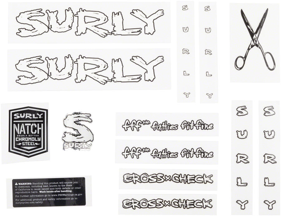 Surly Cross Check Frame Decal Set - Black, with Scissors