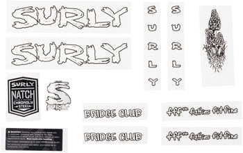 Surly Bridge Club Frame Decal Set - White, with Mushrooms