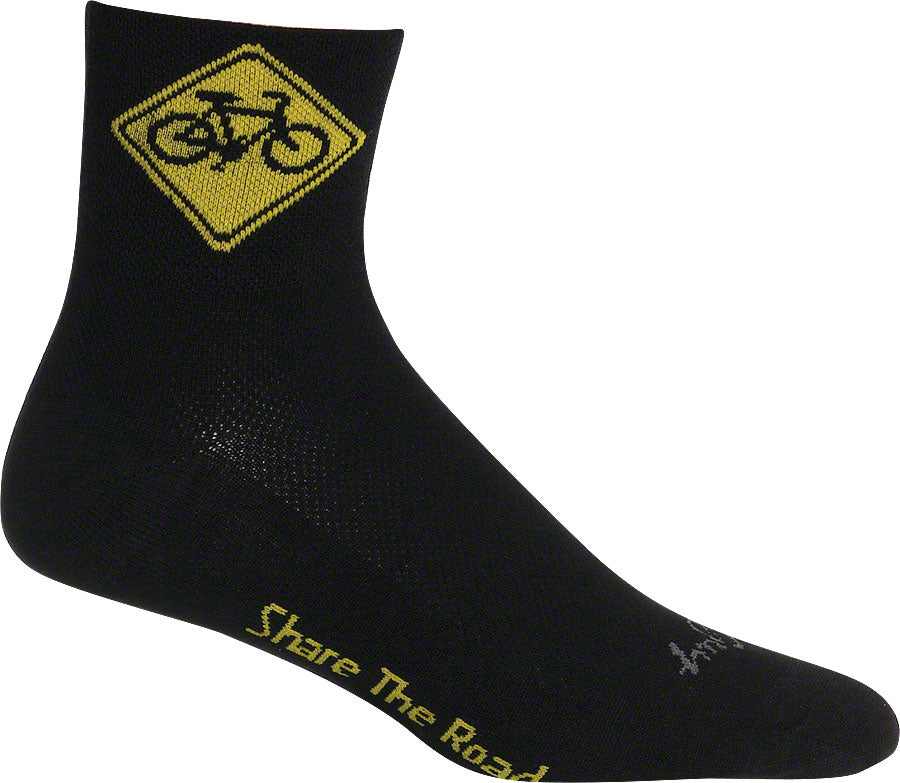 SockGuy Classic Share the Road Socks - 3 inch, Black, Large/X-Large