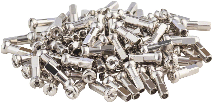 DT Swiss Pro Head Brass Nipples: 2.0 x 14mm, Silver, Box of 100