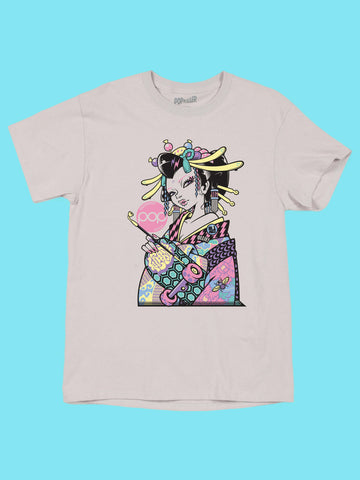 Anime geisha skater graphic t-shirt.