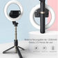 Recargable Anillo de Luz Selfie de 6.5" con Trípode de 30" Soporte para Teléfono & Control Remoto Bluetooth