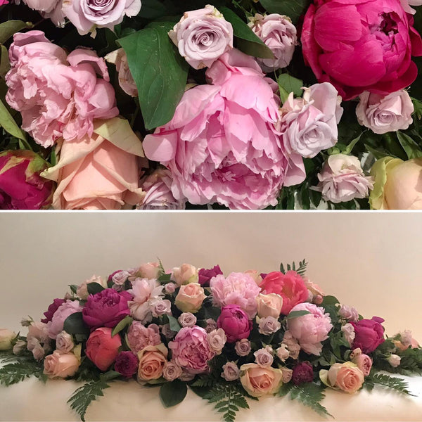 kistepynt kistedekoration blomster til begravelse