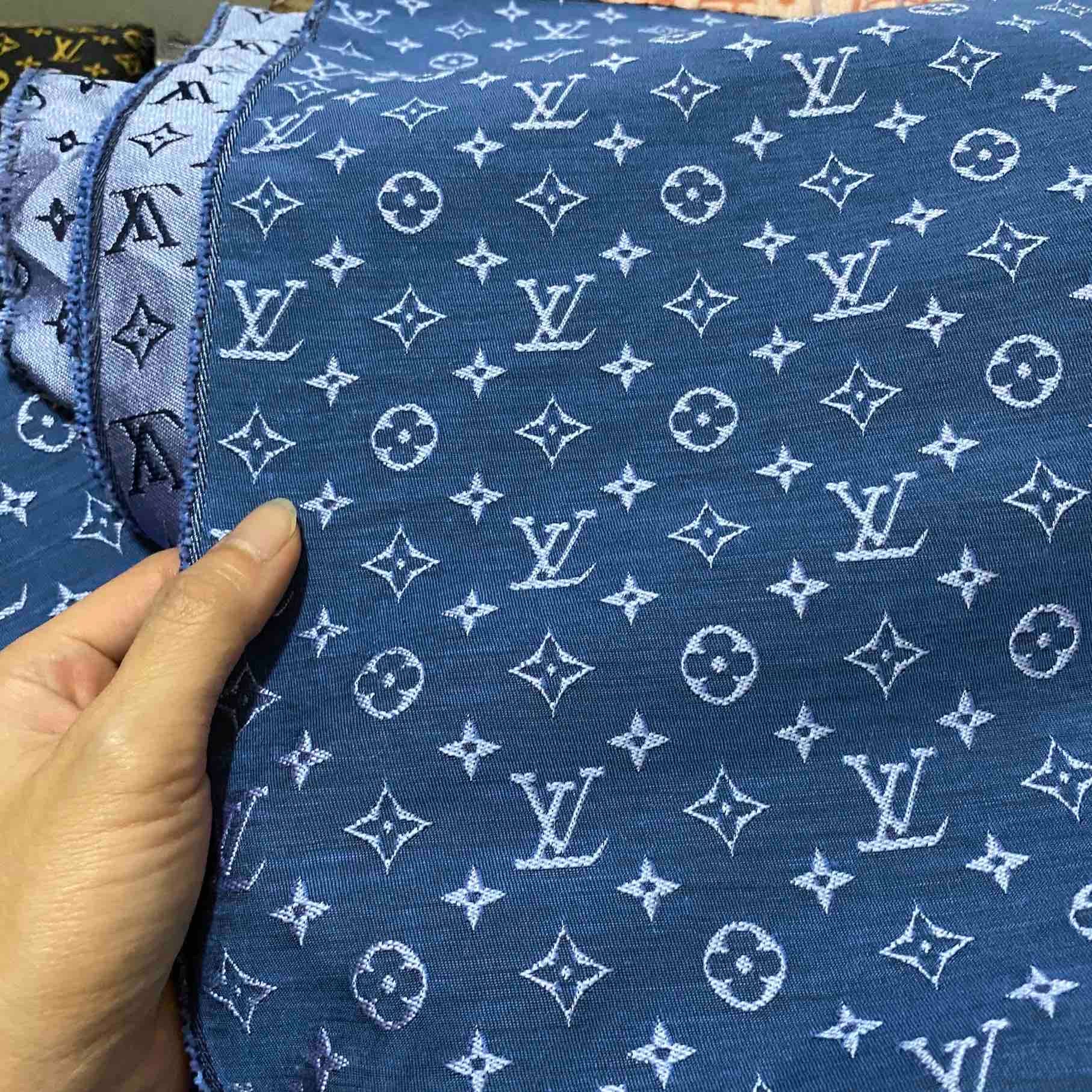 LV Louis Vuitton Inspired Cotton Linen Upholstery Beige Multicolor Classic  Monogram Fabric 1.5 yard