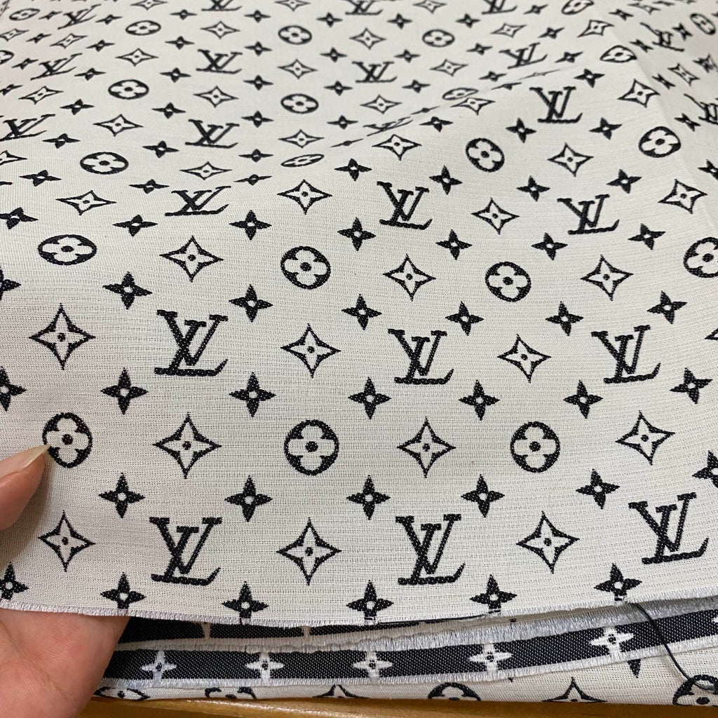 LV Fabric Black on Off White – FabricViva