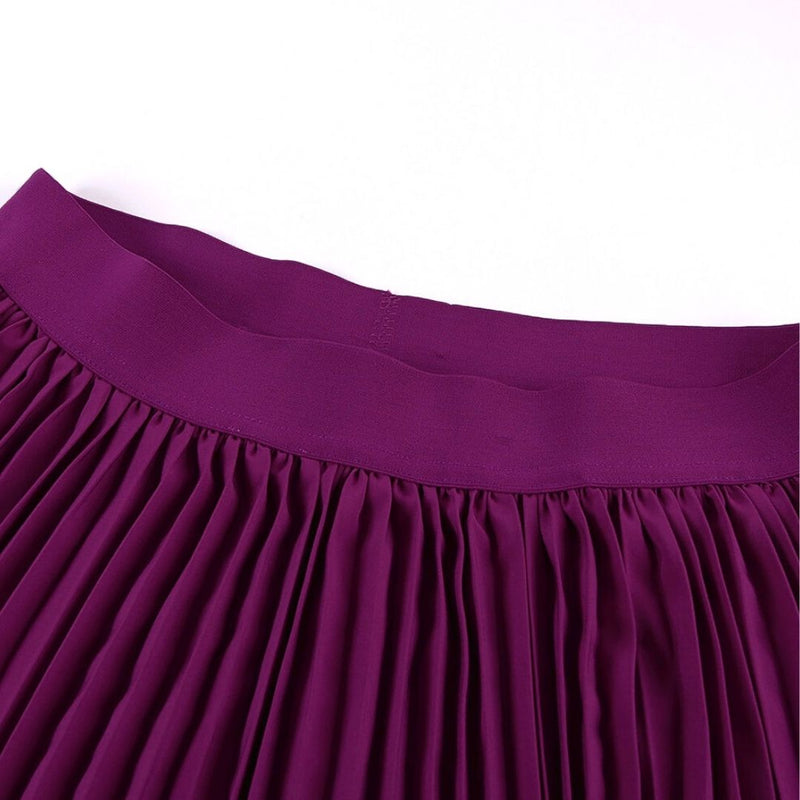 elastic waist pleated maxi skirt