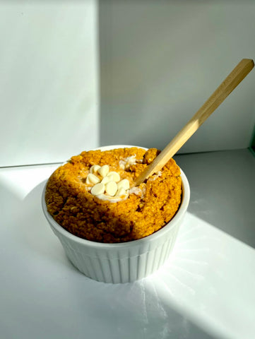 Vegan Pumpkin and White Chocolate Baked Oats