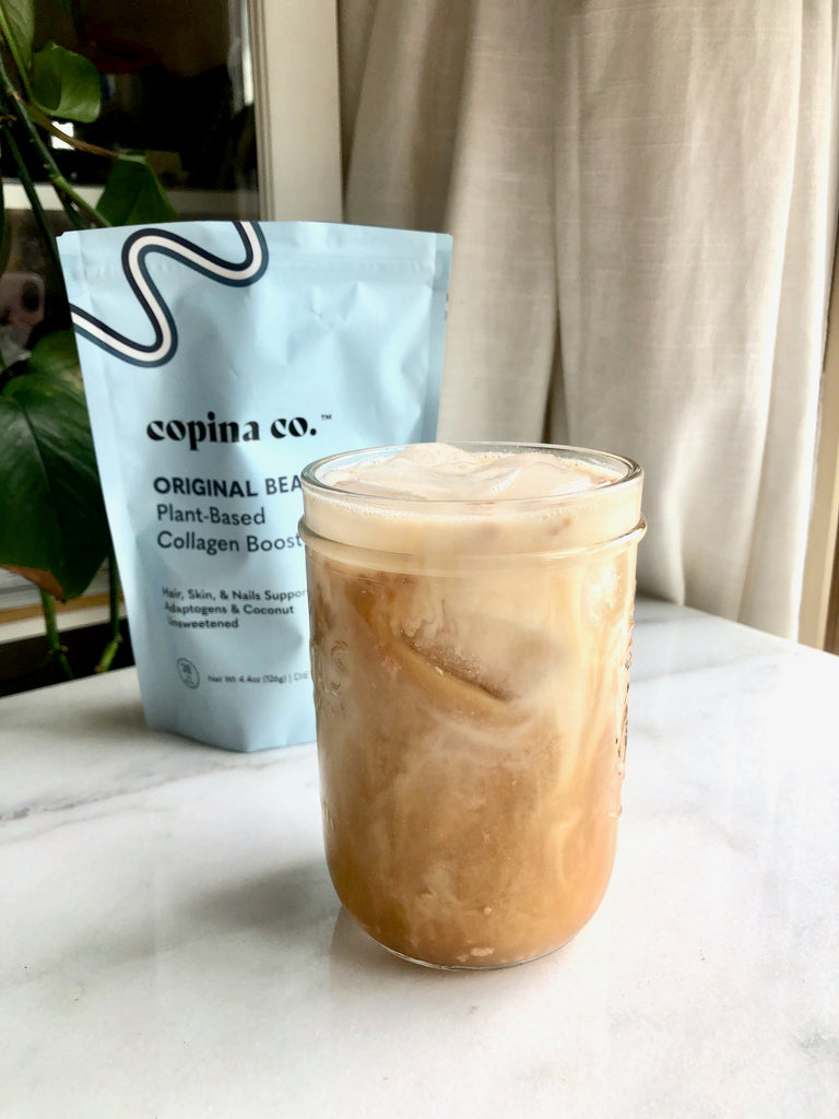 vegan iced collagen coffee for hair skin and nails