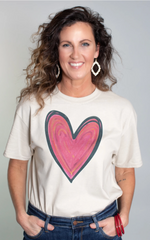 Valentine's Day graphic tee pink heart from Rosa Lee Boutique