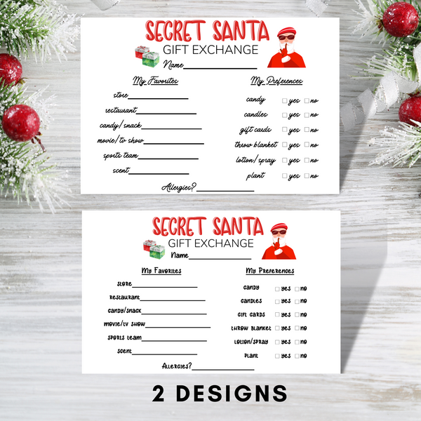 Printable Secret Santa Questionnaire For Gift Exchange - Forest Rose  Creative