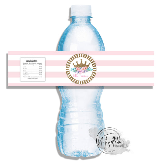 Crown Princess Water Bottle Labels