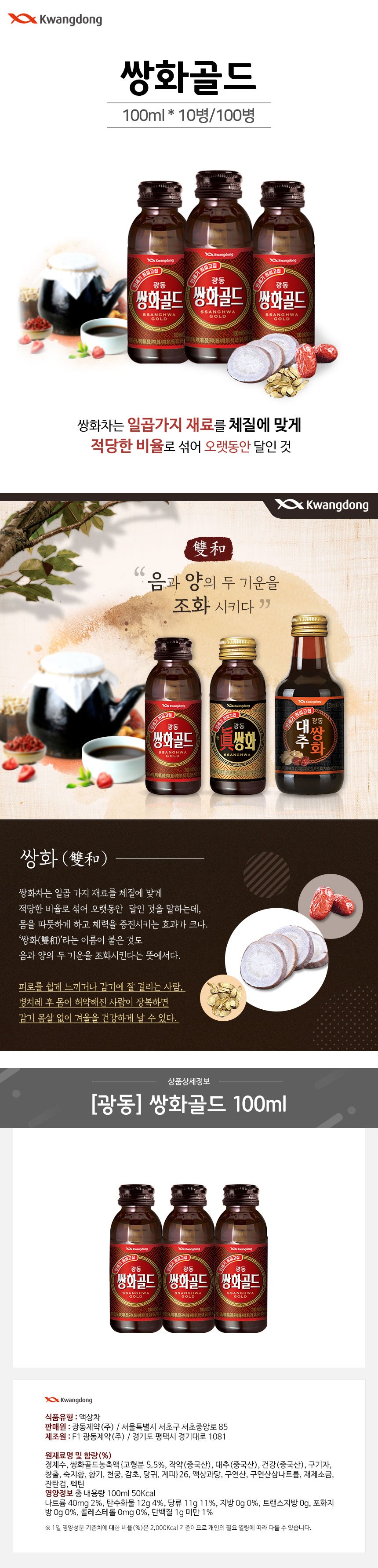 GWANGDONG SSANGHWATANG SSANGHWA GOLD BOISSON 100ML