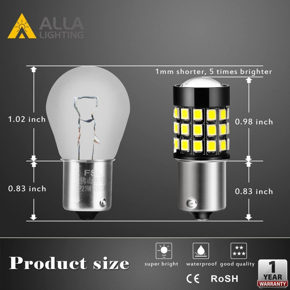 S25 P21W BA15S 1156 LED Bulbs Amber Built in Resistor Anti Hyper Flashing  Turn Signal Light Extremely Bright Blinker, 2 Pack
