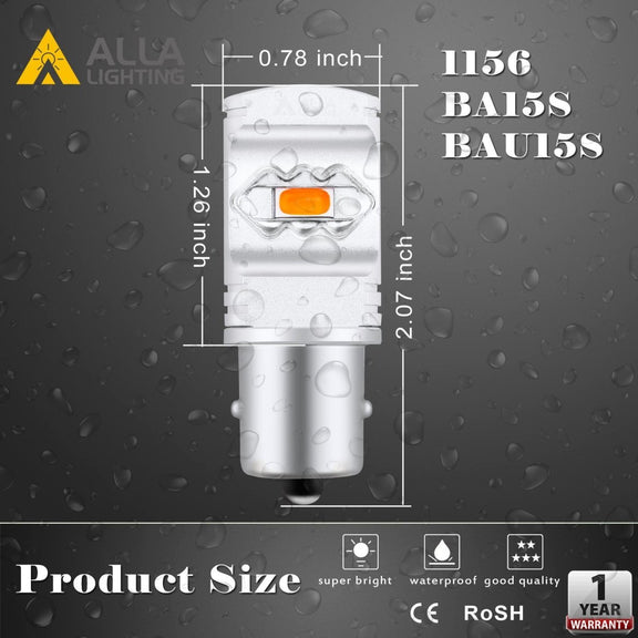 7507 - 12496 - PY21W Ultra Powerful LED Bulb for Turn Signals - Base BAU15S