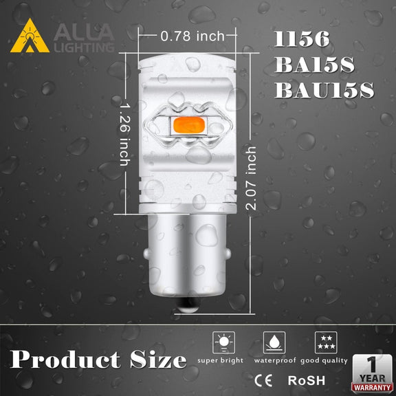 BAU15S 7507 LED Bulb Turn Signal Lights PY21W 12496 Amber Yellow 12V