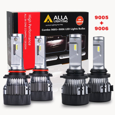 Combo 9005 9006 LED Forward Lightings Bulbs, White High Beam and Low Beam, Alla Lighting Automotive LED Bulbs
