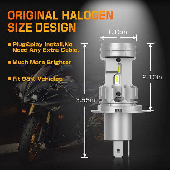 YSY 1Pcs 10000Lm H4 LED Moto HB2 9003 HS1 LED Motorcycle Headlight Bulbs  CSP Lens White Yellow Hi Lo Lamp Scooter Accessories Fog Lights 12V (H4