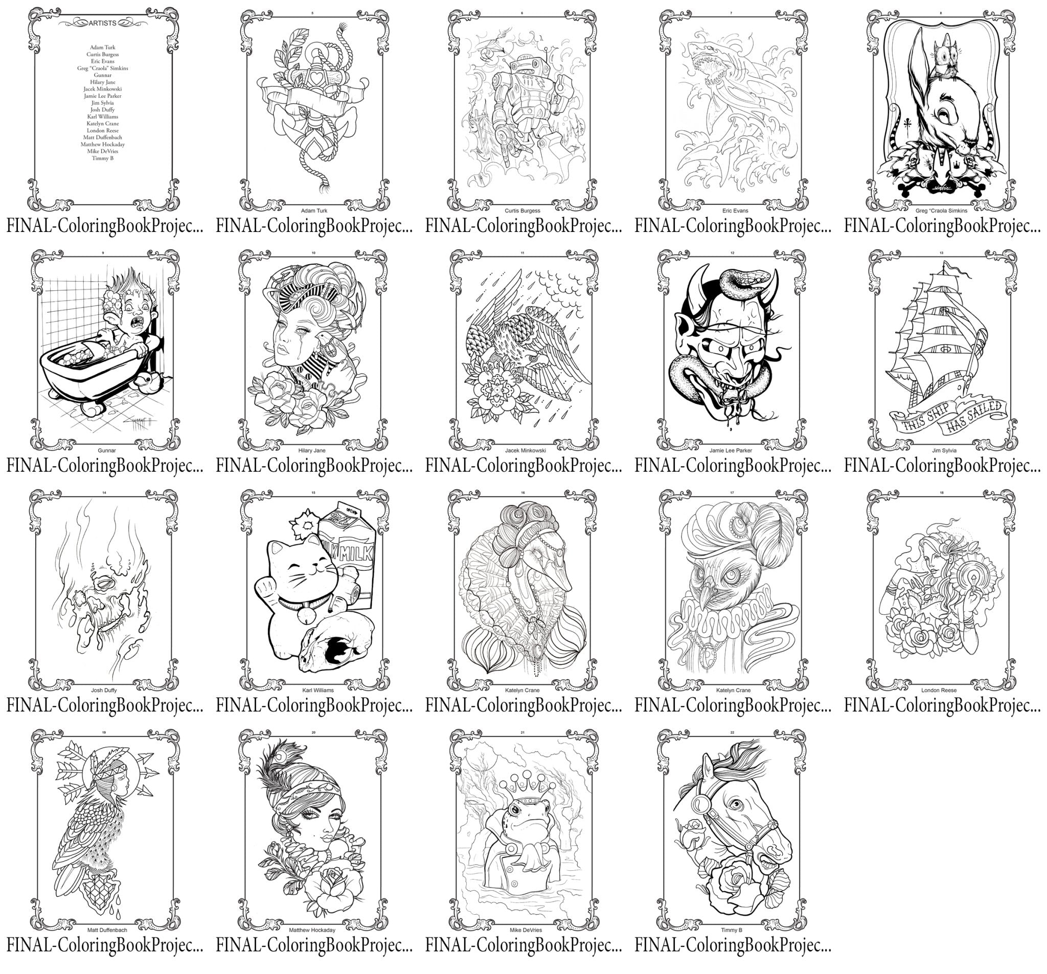 Download Digital Download Coloring Book Project 1 18 Page Collection Tattooawards Com