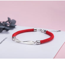 Load image into Gallery viewer, Silver mobius black red rope couple bracelet two color optional mirror polished design jewelry - Acecare Jewellery Store
