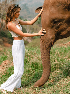White Wide Leg Cotton Pants - partager la joie