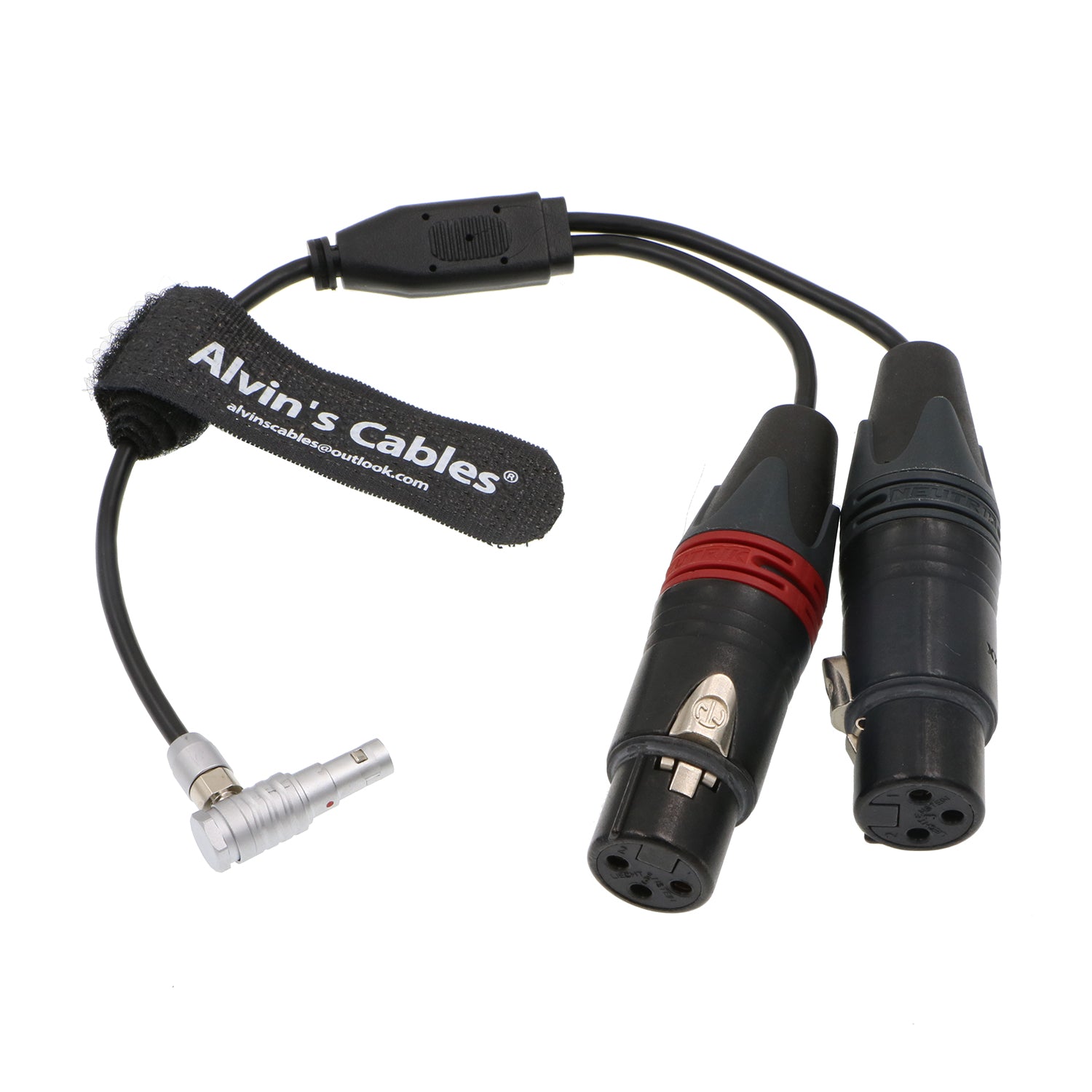 Alvin's Cables Right Angle 5 Pin Male to Two XLR 3 Pin Female Audio Input Cable for Z CAM E2 Camera