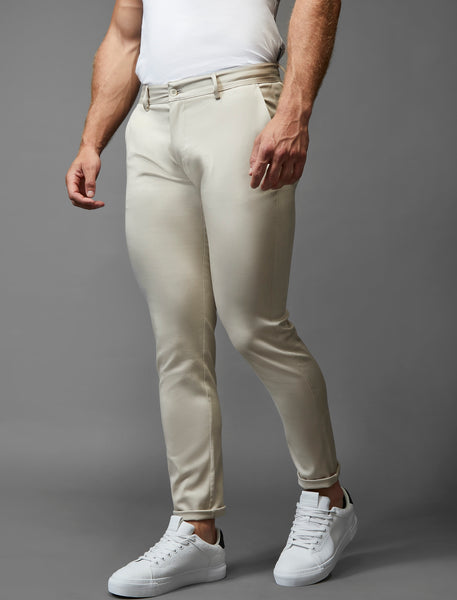 high quality beige chinos that don't fade by Tapered Menswear