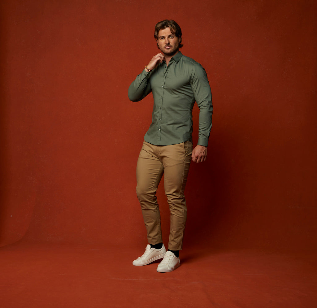 best fitting olive green dress shirts at Tapered Menswear