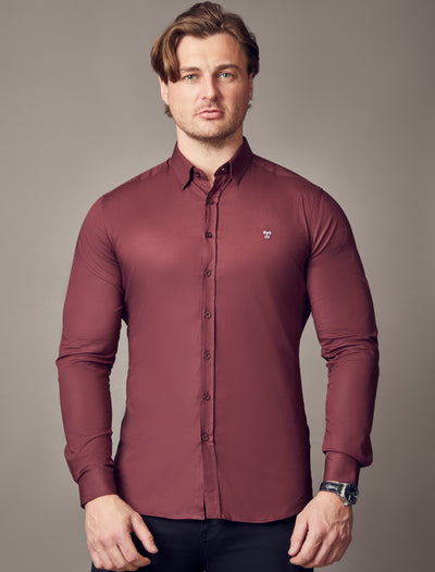 Burgundy Tapered Fit Shirt - Tapered Shirt | Tapered Menswear