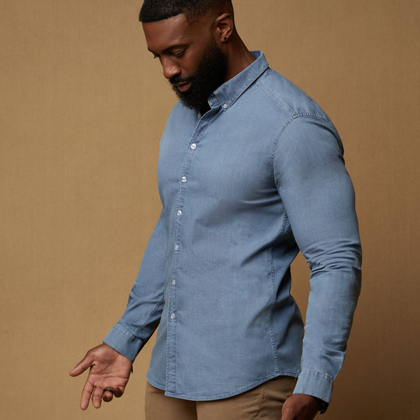 best fitting denim dress shirts at Tapered Menswear