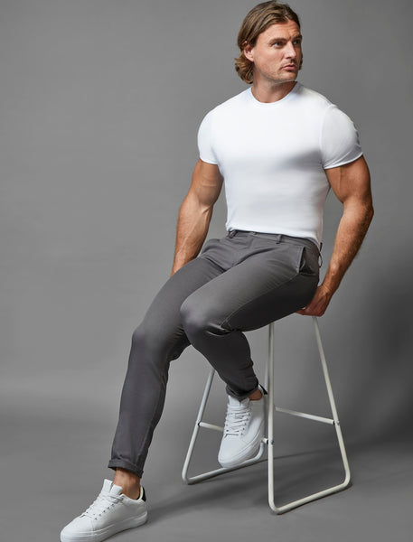best fitting grey stretch chinos by Tapered Menswear