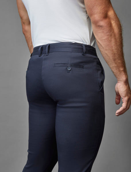 best fitting navy chinos for men that dont need altering, by Tapered Menswear