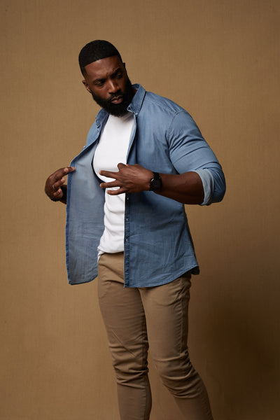 best fitting denim shirts for men to wear on a first date