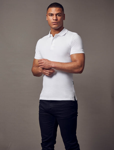 White Tapered Fit Polo Short Sleeve Shirt - Tapered Polo Shirts | Tapered  Menswear