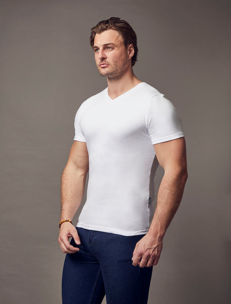 v neck t-shirt by tapered menswear to wear underneath a dress shirt