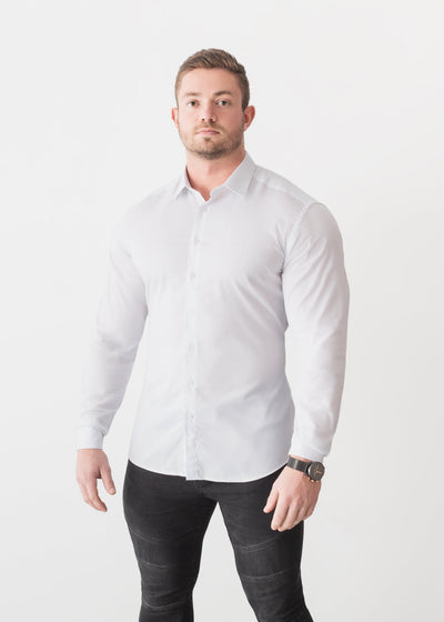 White Tapered Fit Shirt - Muscle Fit White Shirt | Tapered Menswear