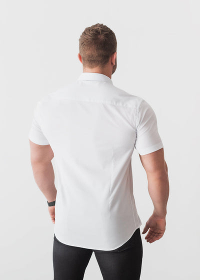 White Short Sleeve Tapered Fit Shirt - Fitted Shirts | Tapered Menswear