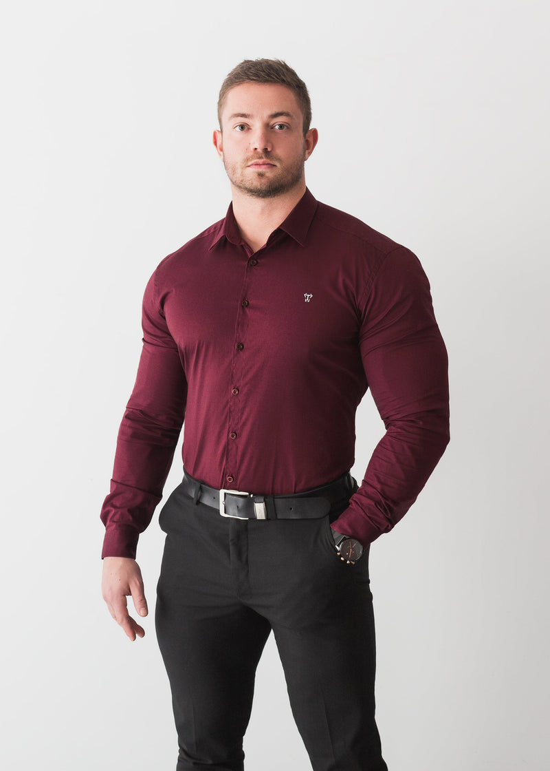 Burgundy Tapered Fit Shirt - For a Muscular Build | Tapered Menswear