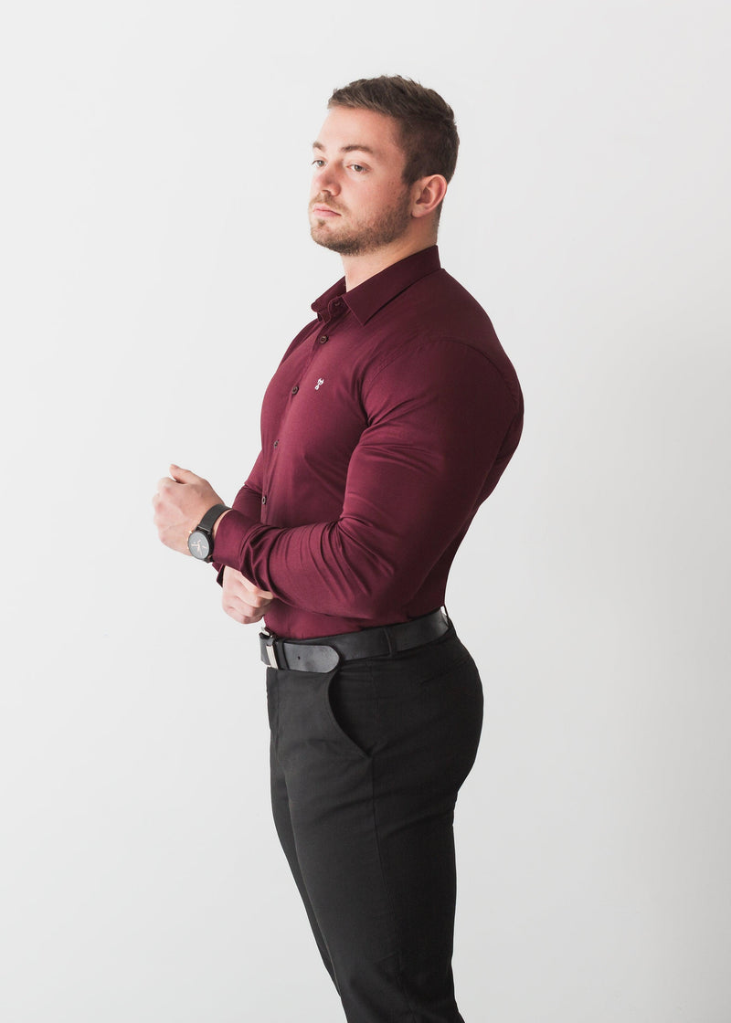 Burgundy Tapered Fit Shirt - For a Muscular Build | Tapered Menswear