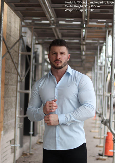 Light Blue Tapered Fit Shirt - Muscle Fitted | Tapered Menswear