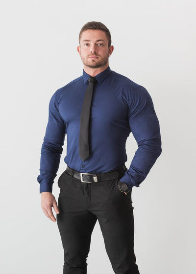 Navy Tapered Fit Shirt - For a Muscular Build | Tapered Menswear