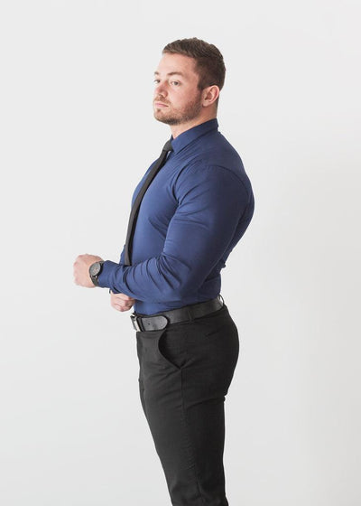 Navy Tapered Fit Shirt - Muscle Fit Dress Shirts | Tapered Menswear