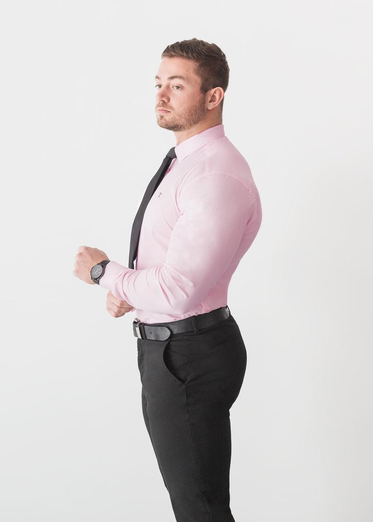 Pink Tapered Fit Shirt - Mens Muscle Fit Shirt | Tapered Menswear