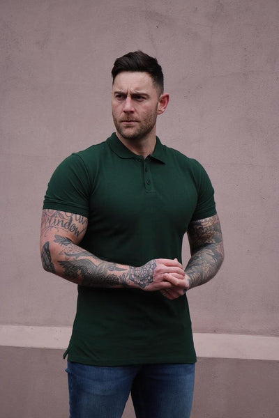 Green Tapered Fit Polo Short Sleeve Shirt - Tapered Polo Shirts ...