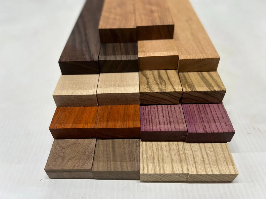 Exotic Cutting Board Kit - 1-1/2 x 9-7/8 x 16 - Brownheart, Maple,  Marblewood, Purpleheart & Wenge