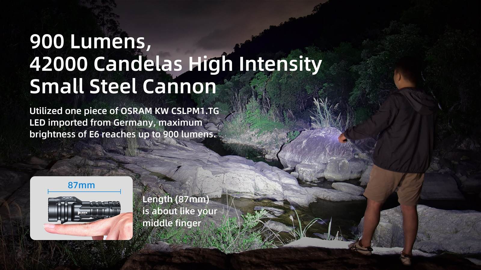 900 Lumens42000 Candelas High IntensitySmall Steel Cannon